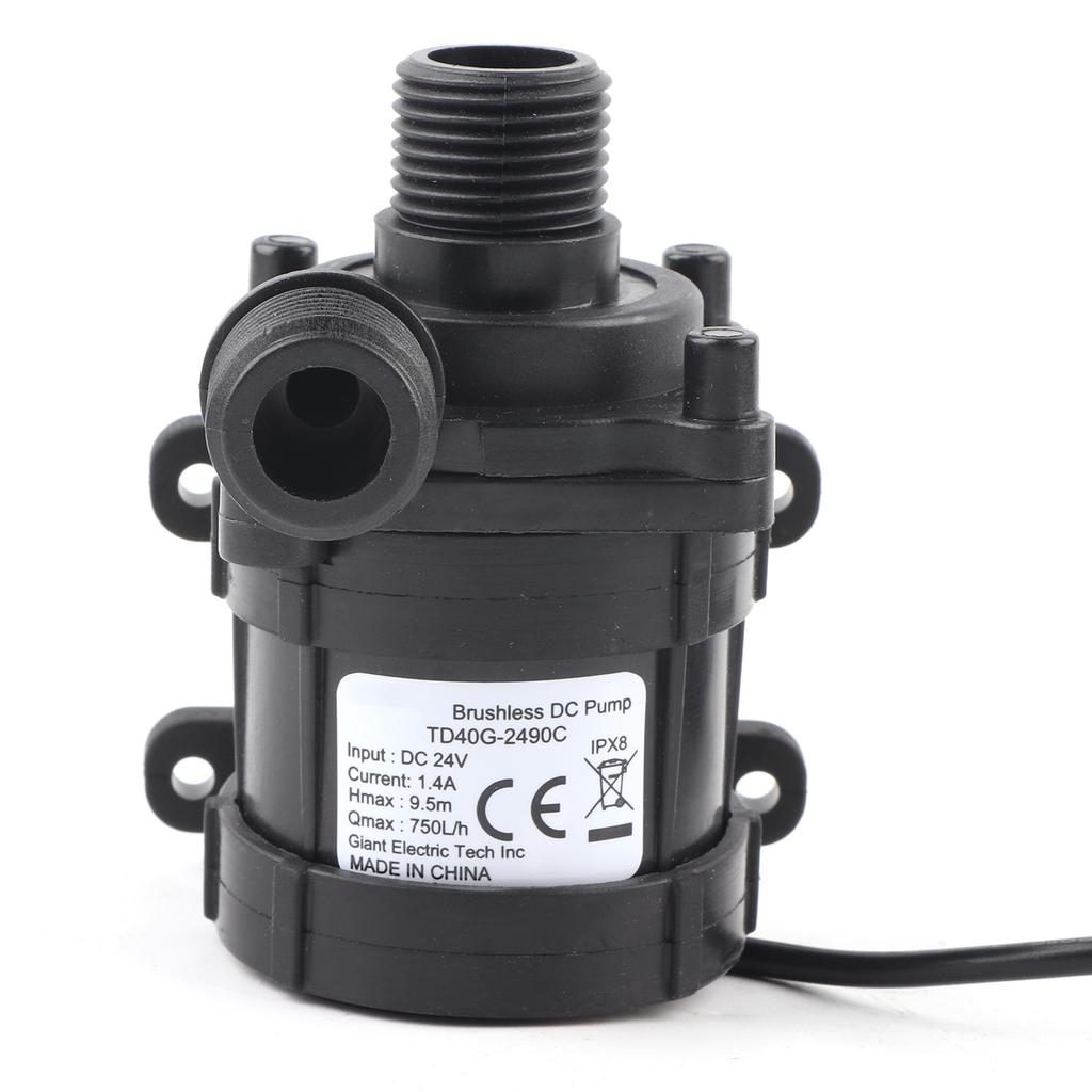 24V , 750L H 950cm Lift Quiet Brushless Submersible Pump, 20mm Ports High Circulation for Aquarium Hydroponics Garden Fountain Cooling