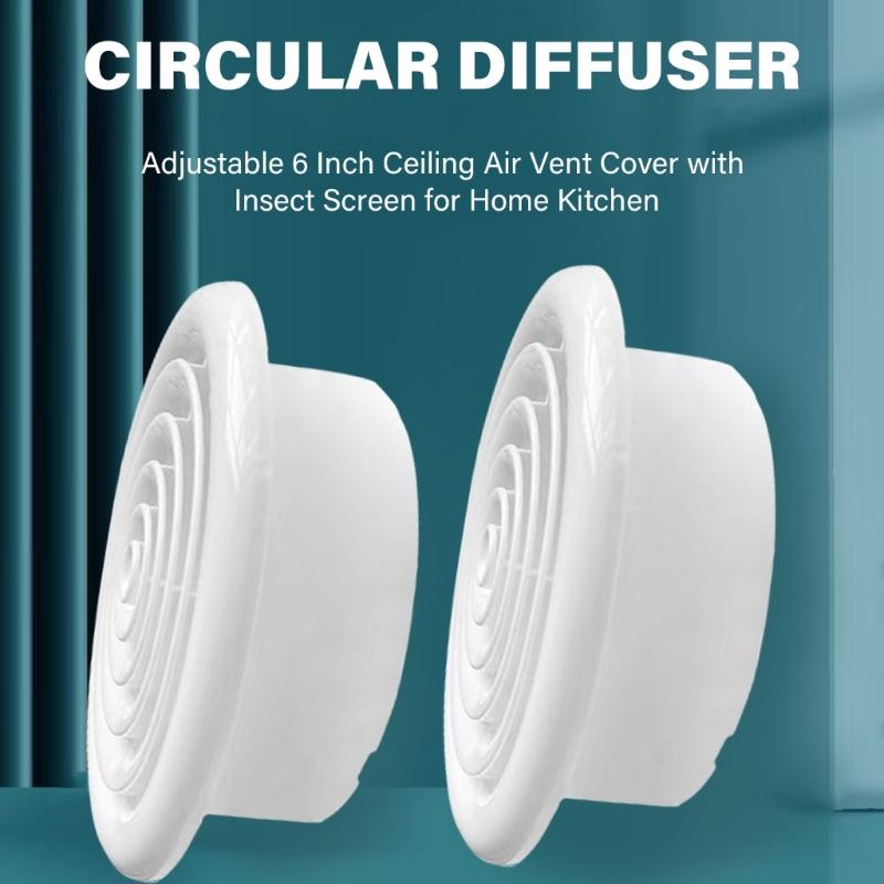 Rotatable Circular Air Vent Louver Soffit Vent with Mesh Ventilation Cover ABS Texture Suitable for Bathroom and Kitchen
