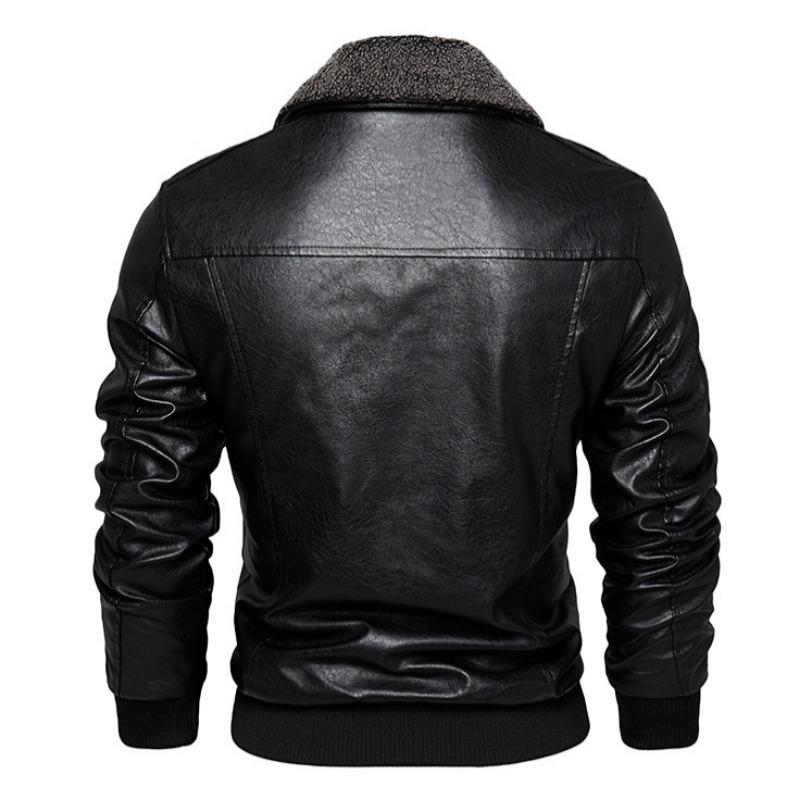 Motorcycle Lapel Leather Jacket Men's Fashion Retro Large Size Leather Jacket