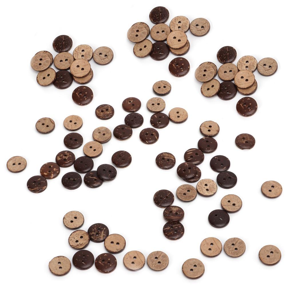200pcs 2 Holes Wooden Buttons Exquisite Sewing Buttons Coconut Shell Buttons Clothing Decorations