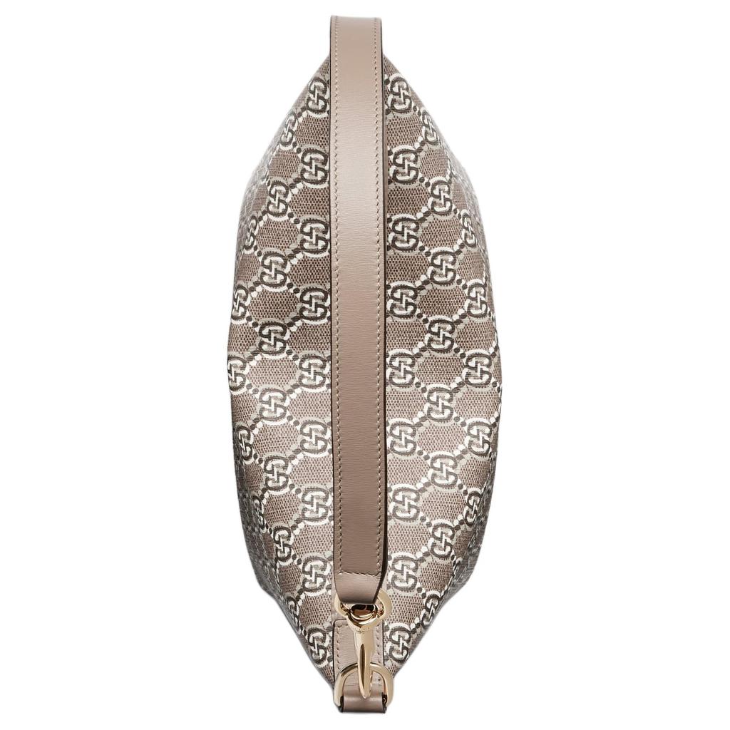 Gucci Geantă Hobo de Umăr din Pânză GG Bej Abanos Accesorii Aurii Finisaje din Piele Geantă de Mână Crossbody pentru Femei Navetă Zilnică Călătorii Cumpărături 795059-FADM0-9551