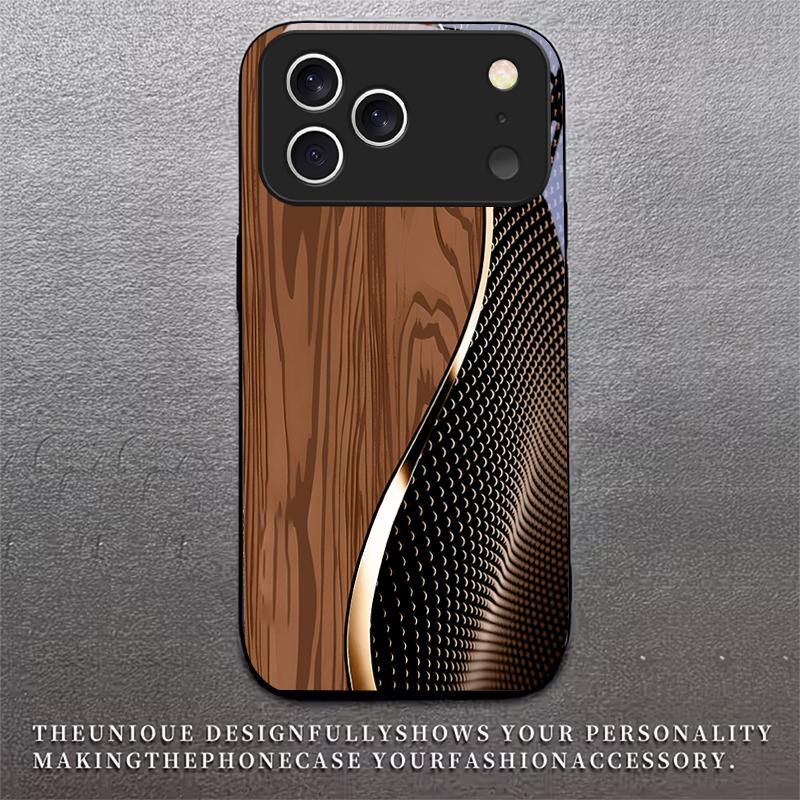 Fiber Gold Trim For Apple Black Phone Case For iPhone 17 16 15 14 13 12 Mini 11 Pro Max 17 Air 7 8 Plus XR X Glass Back Cover
