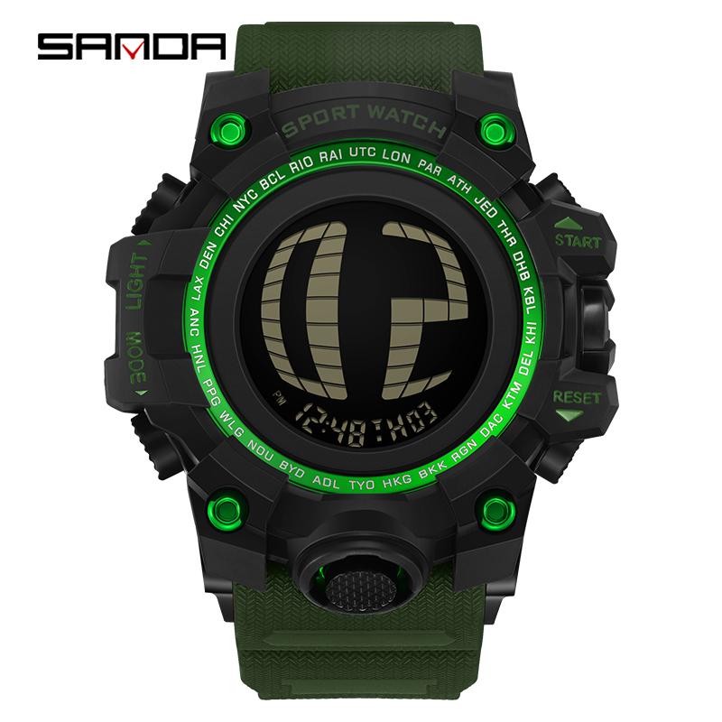 SANDA Luxury Men's Electronic Digital Watch Outdoor Sports Waterproof Countdown Men's Electronic Watch Alarm Clock
