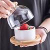 Japanese Tableware Black Ceramic Dessert Bowl Fruit Platter Creative Glass Cover Household Snack Plate Dried Fruit Cake Plate