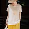 Lanseer Women's Elegant Mulberry Silk Round Neck T-Shirt