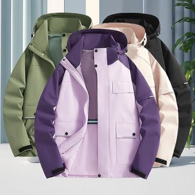Unisex Windproof Plus-Size Jacket - Spring & Autumn Color Block Workwear for Outdoor Hiking