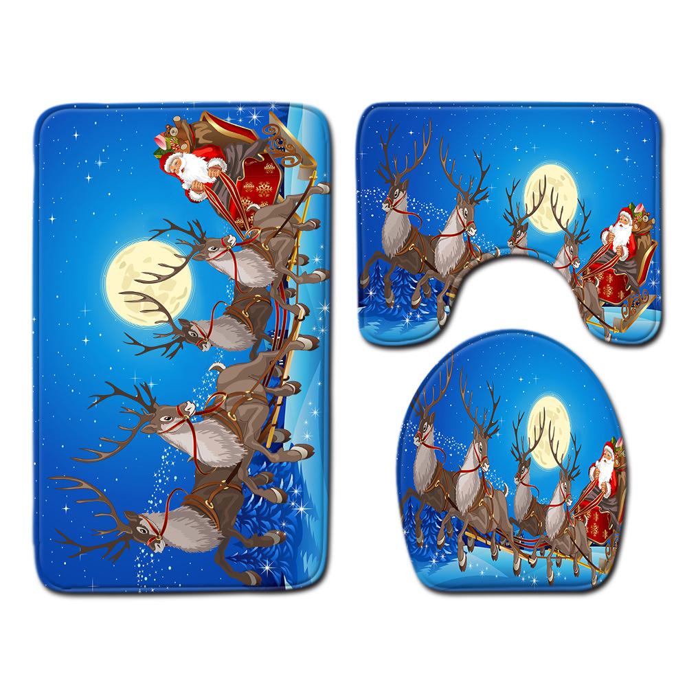 Christmas Bathroom Floor Mat Toilet Three-Piece Set