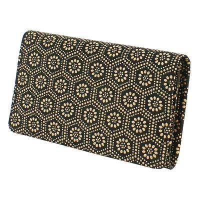Inden Business Card Holder Large Capacity Deerskin Black X White Lacquer Tortoiseshell Pattern 2501-11-003