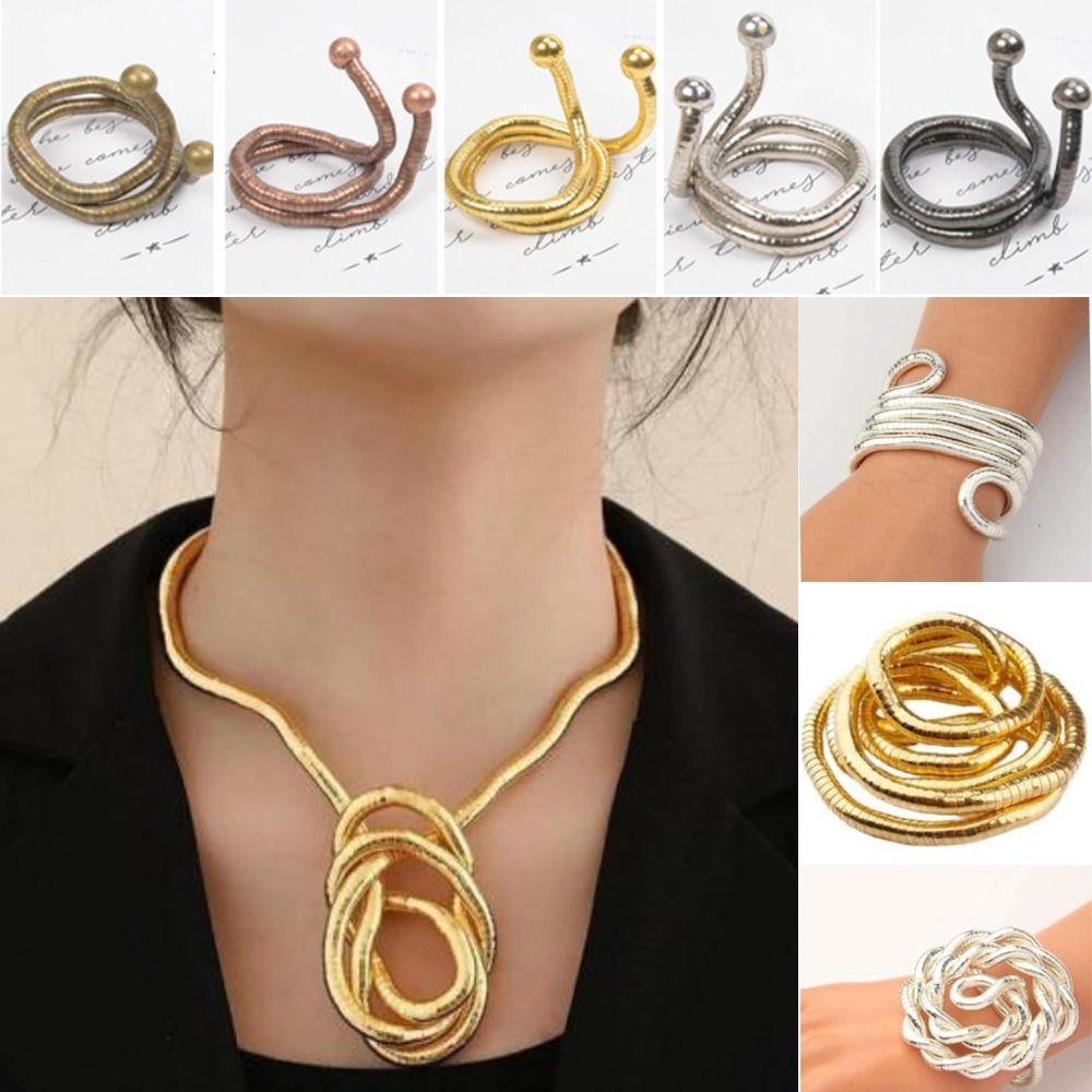 Zlatá barva Flexibilní choker Slitinový náramek Ohýbatelný hadí náhrdelník Šperkové doplňky