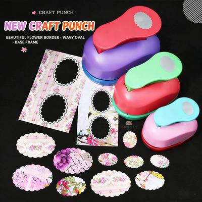 Square Postage Stamp Punch Scalloped Oval Lever Action Craft Punch for Paper Crafting Scrapbooking DIY Card Making Arts Crafts