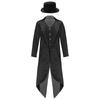 Kids Victorian Costume Retro Renaissance Tailcoat Jacket Gold Buttons Felt Hat Magician Ringmaster Party Outfit