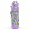 1PC Light Green Leaf Linear Texture 750ml Color Plastic Sports Water Bottle Leakproof Flip Straw Lid For Sports Office Home Use