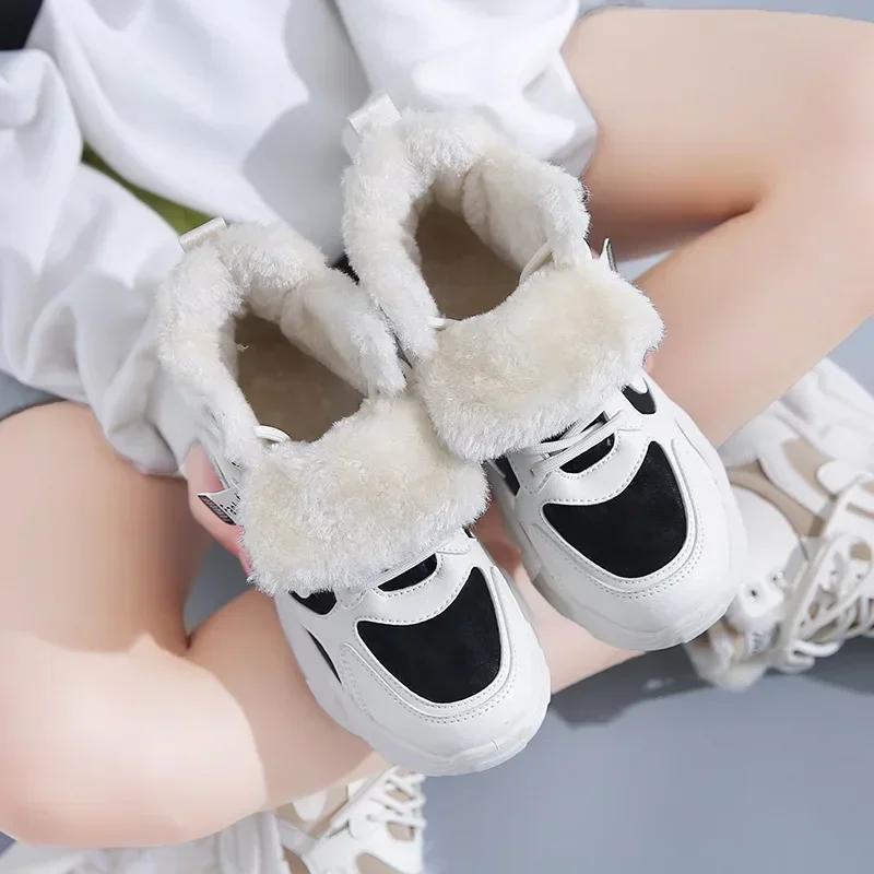 2025 New Winter Women's Warm Sports Shoes Thick Soled Snow Boots Ankle Boots Women's Casual Plush Cotton Boots Zapatos Mujer