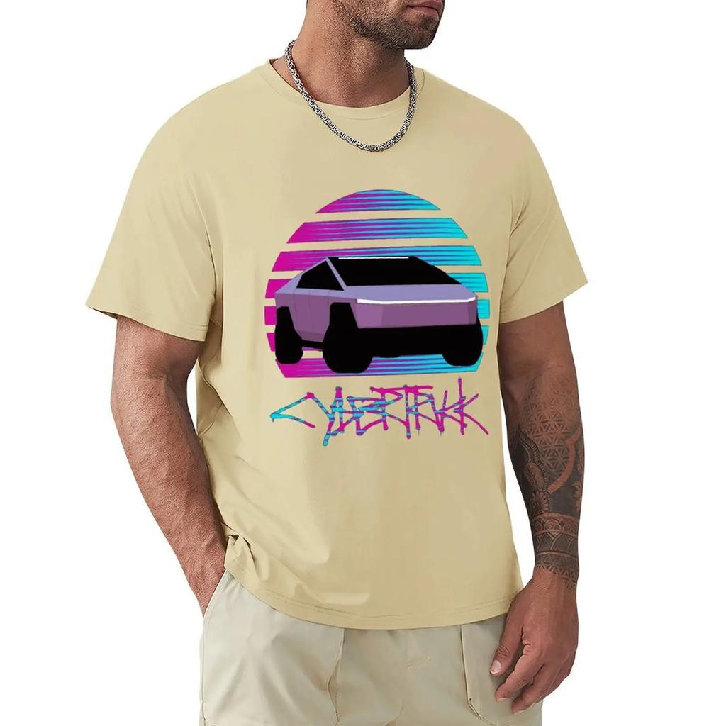 Cybertruck Cyber Truck Graffiti Estetyka Przyszłości Koszulka Harajuku Koszulka z Krótkim Rękawem 100% Bawełna Koszulka z Grafiką Topy
