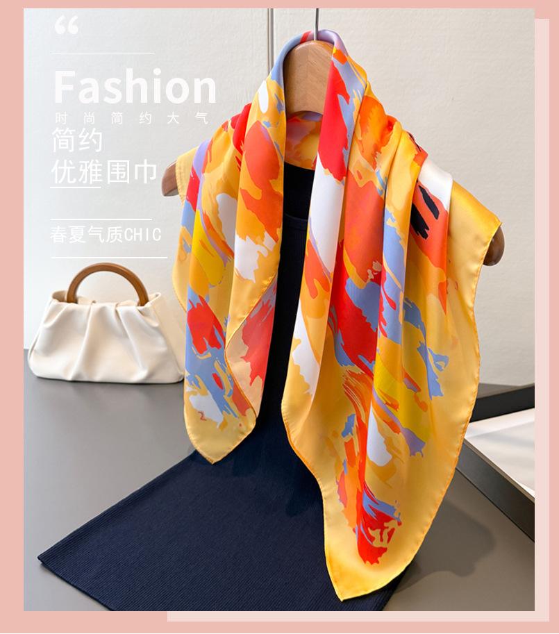 New Abstract Printing High-end Silk Scarf Simulation Silk Square Scarf Shawl Versatile Neck Small Square Scarf Headscarf Scarf Women