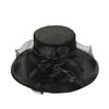 Women's Summer Foldable Sun Hat: European & American Style Fedora with Flower Organza Design