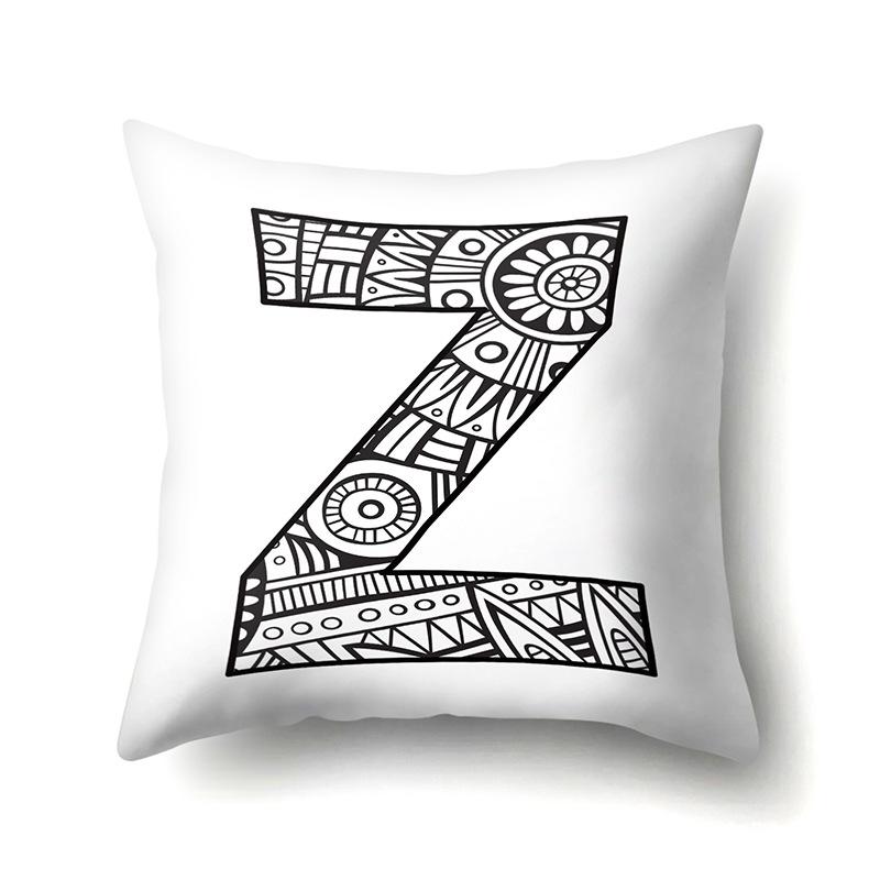 

Полиэстеровая наволочка Рисунок карандашом Геометрический декоративный принт 26 английских букв Наволочка для подушки Простой No pillow core