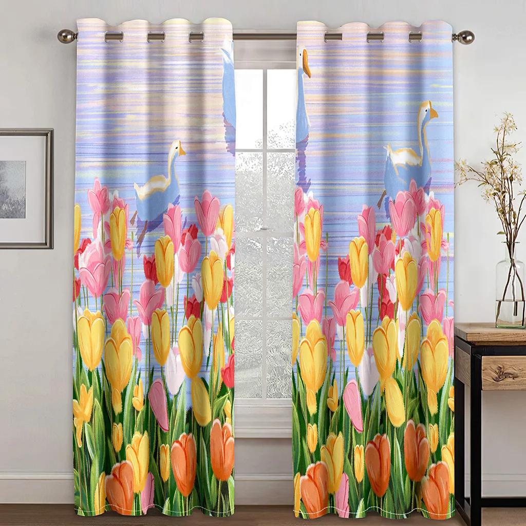 Anime Pár Potisk Vysoké Zastínění Závěs Romantika do Ložnice Hrubý Zatemňovací Závěs Estetický Styl Vzorované Závěsy Vícebarevné