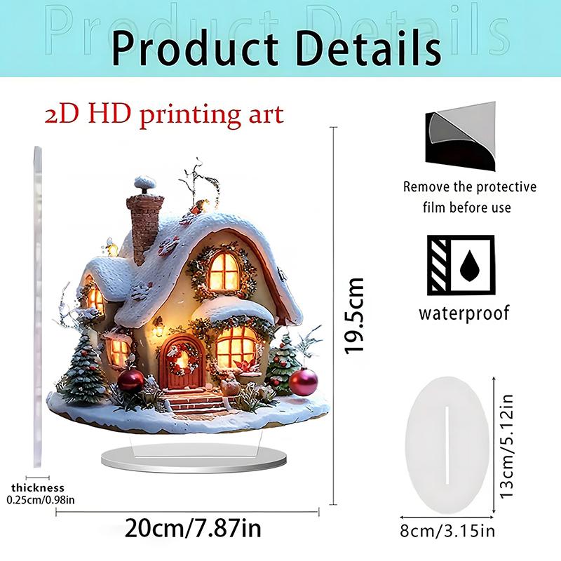 Christmas Reindeer Sleigh Santa Figurine 2D Acrylic Christmas Santa Claus On Sleigh With Reindeers Decorations Holiday Santa