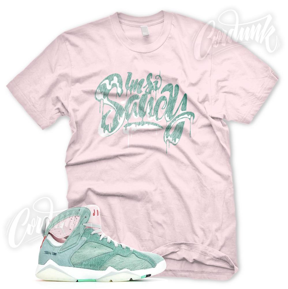 Pink SAUCY T Shirt for J1 Retro 7 Hare 2.0 Sneaker Match DMP Turbo Green Unisex T-Shirt M
