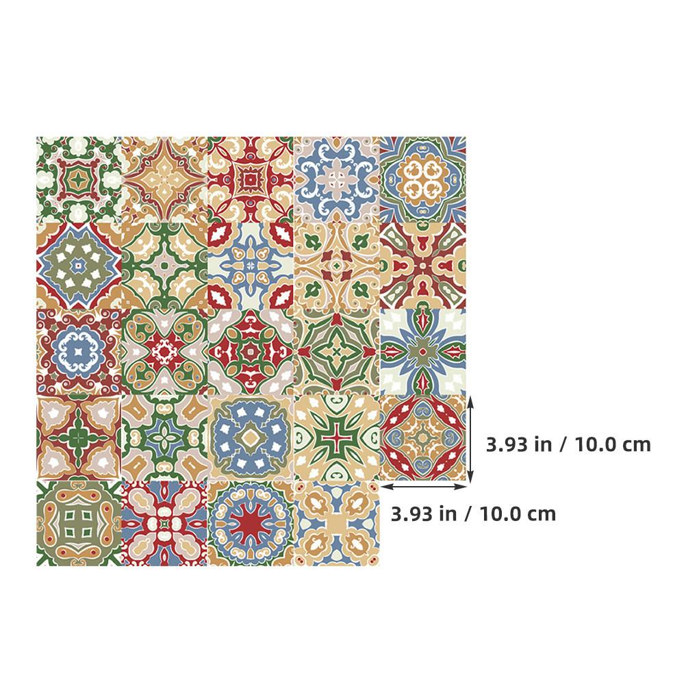 24pcs Cover Mosaic Tiles Retro Wall Stickers Bedroom Kitchen Decor Peel Stick Tile Bathroom Peel Stick Tile Decals 10x10cm