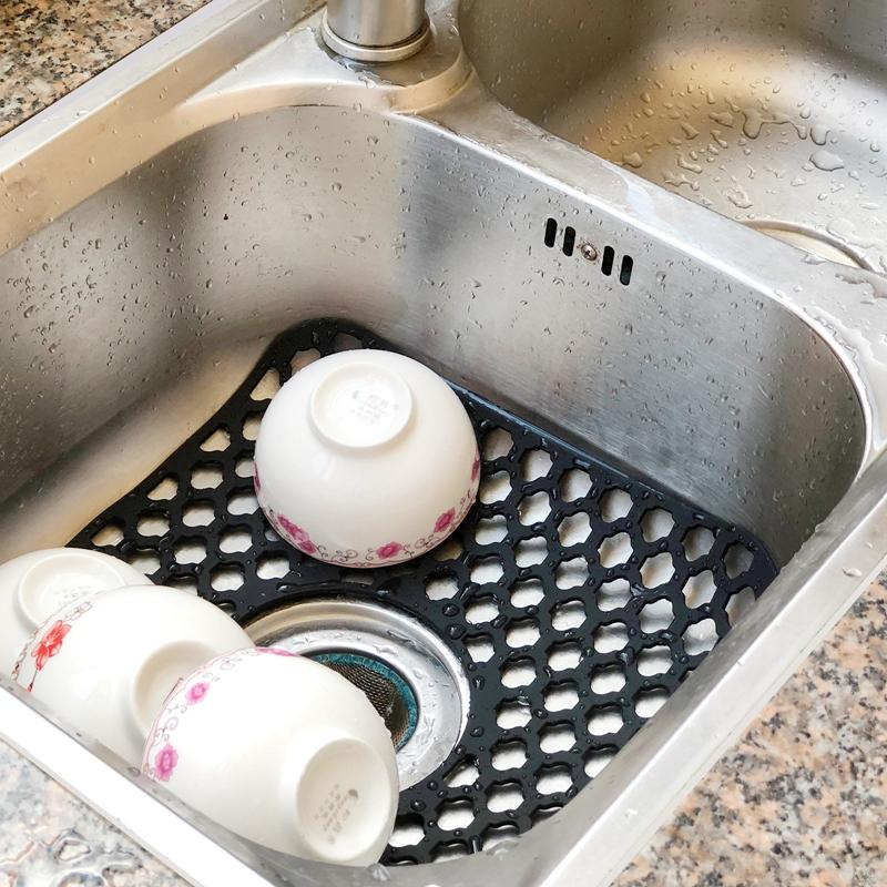 Silicone Sink Mat,Grey Kitchen Sink Mats Grid Accessory,Non-slip Sink Protector for Kitchen Bottom of Farmhouse Porcelain Sink