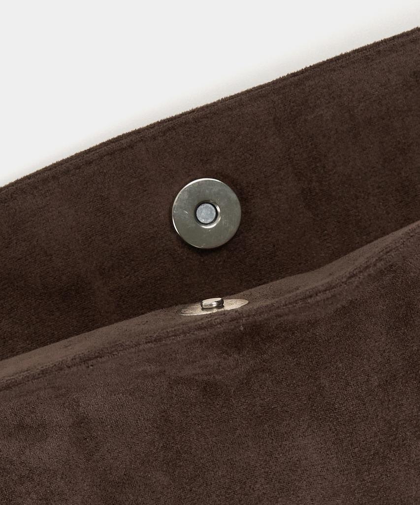 Excontainer Muted Suede Crossbody Bag (Dark Brown)