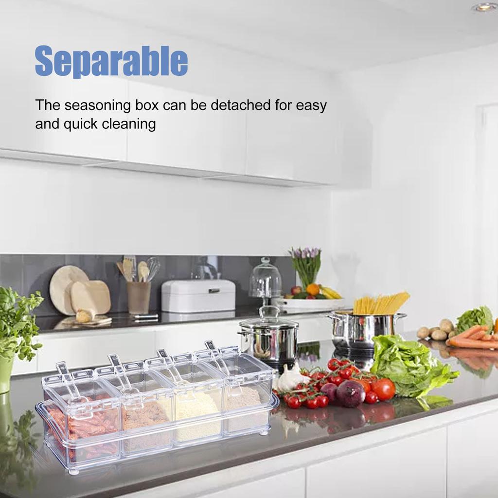 Kitchen Seasoning Jar Set Acrylic Condiment Storage Box Transparent Salt Sugar Spice Jar Set