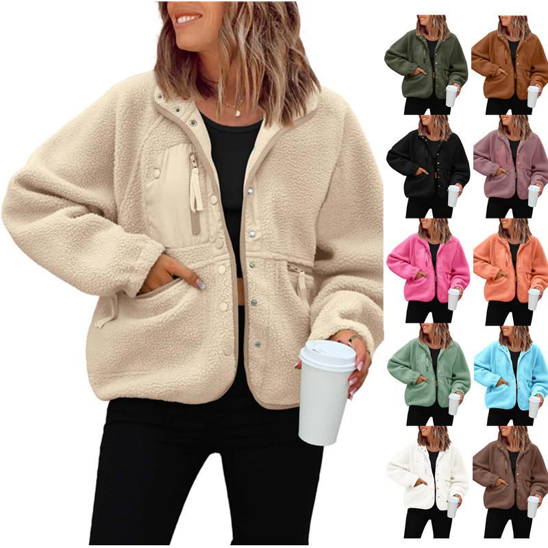 Damen Fleecejacke, Herbst Winter Lässiger Sweatshirt Mantel, Sportliche Lockere Warme Oberbekleidung