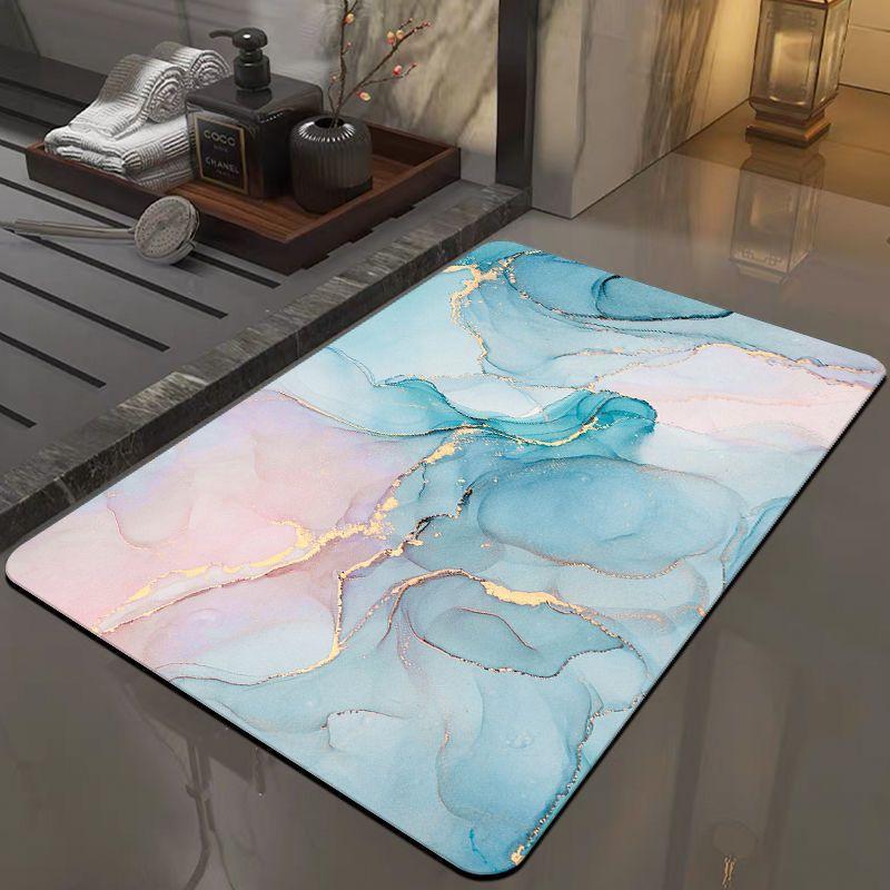 1pc Modern Marble Printed Diatom Mud Carpet Absorbent Quick-drying Bathtub Mat Doorway Decorative Entrance Bathroom Accessories