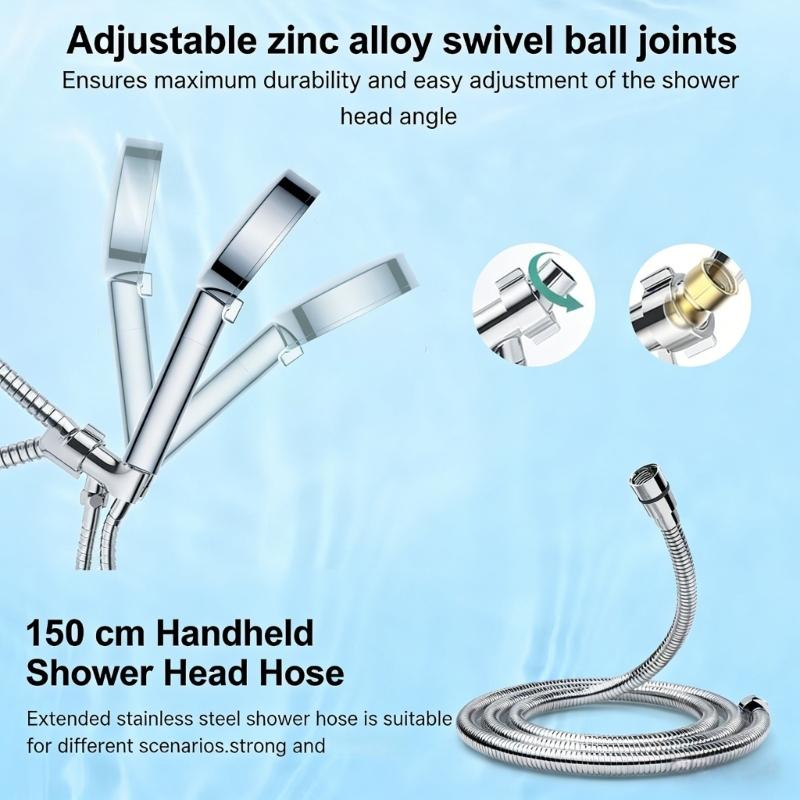 Easy installs No Tool Shower Head 10 Sprays Pattern Pressure Booster Strong ABS Construction for Strong Water Flows