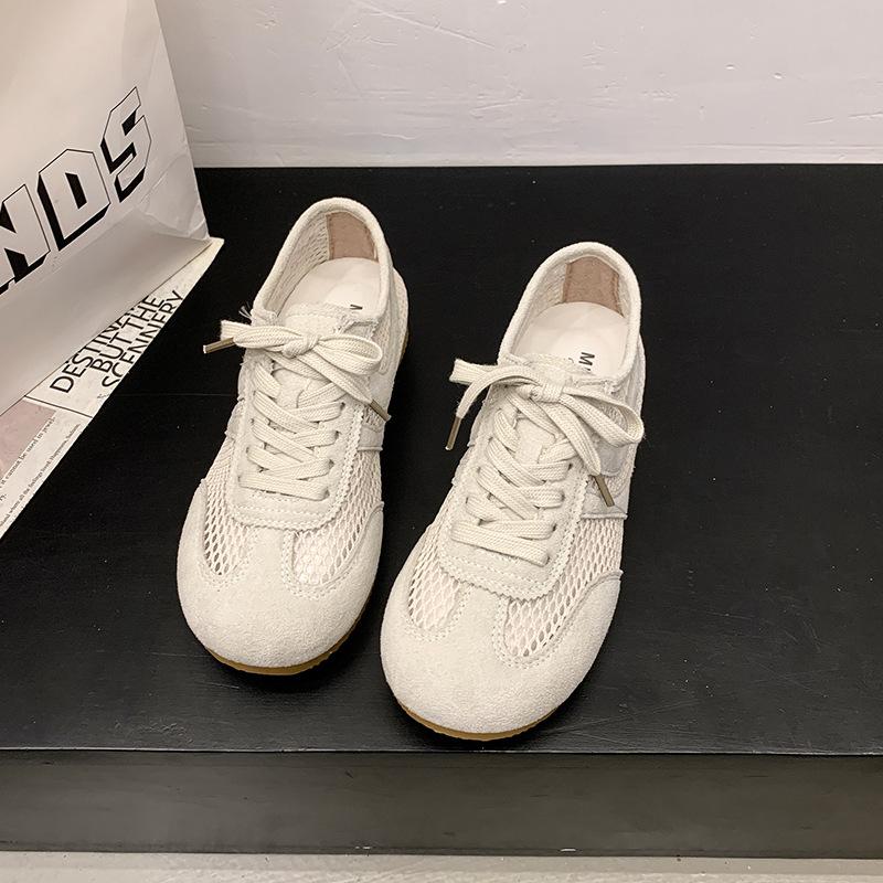 

2025 summer new mesh breathable sports shoes flat-bottomed sports and leisure shoes light and versatile 40 бежевый
