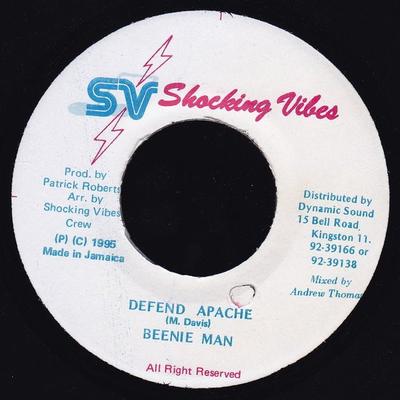 7inch Record BEENIE MAN - Defend Apache NONE Shocking Vibes 1995 Jamaica Reggae, Ska & Dub Used