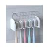 A 5-Tooth Brush Holder With Cover, Self-Adhesive Wall Toothbrush Storage Holder, Plastic Bathroom Supplies For Dorm Rooms And Showers