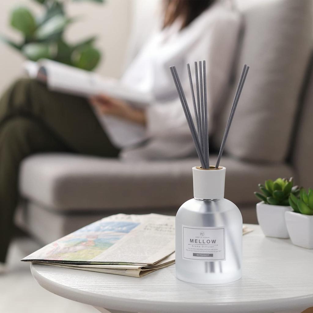 Fuji Boeki Vonný difuzér s rákosovými tyčinkami Vůně bergamotu 200 ml Osvěžovač vzduchu Vůně do pokoje Jemný 28072