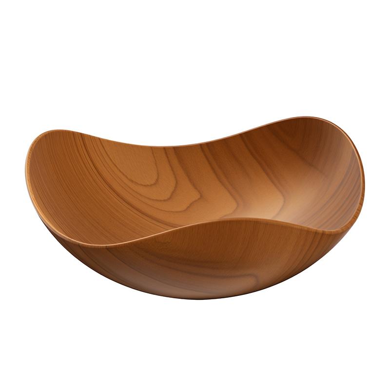 4/8Pcs Wood Grain Plastic Bowl - Multifunctional Salad Fruit Candy Container For Party Gathering Table Supplies