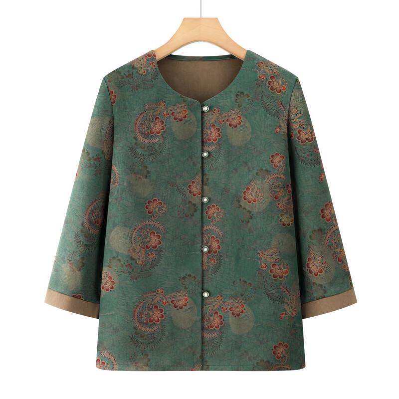 Women's Chinese Style Floral Half-Sleeve Cardigan Top
