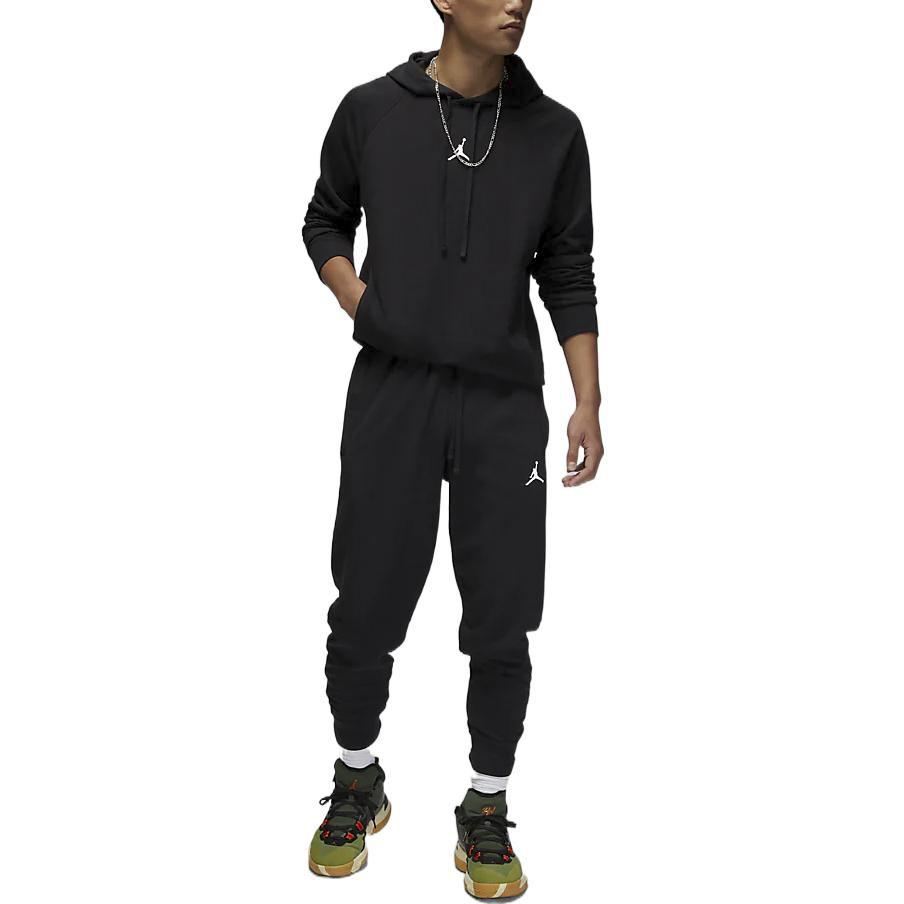 Jordan Solid Color Hoodie With Logo Print Long Sleeve Sweatshirt Men Tops Black DQ7328-010