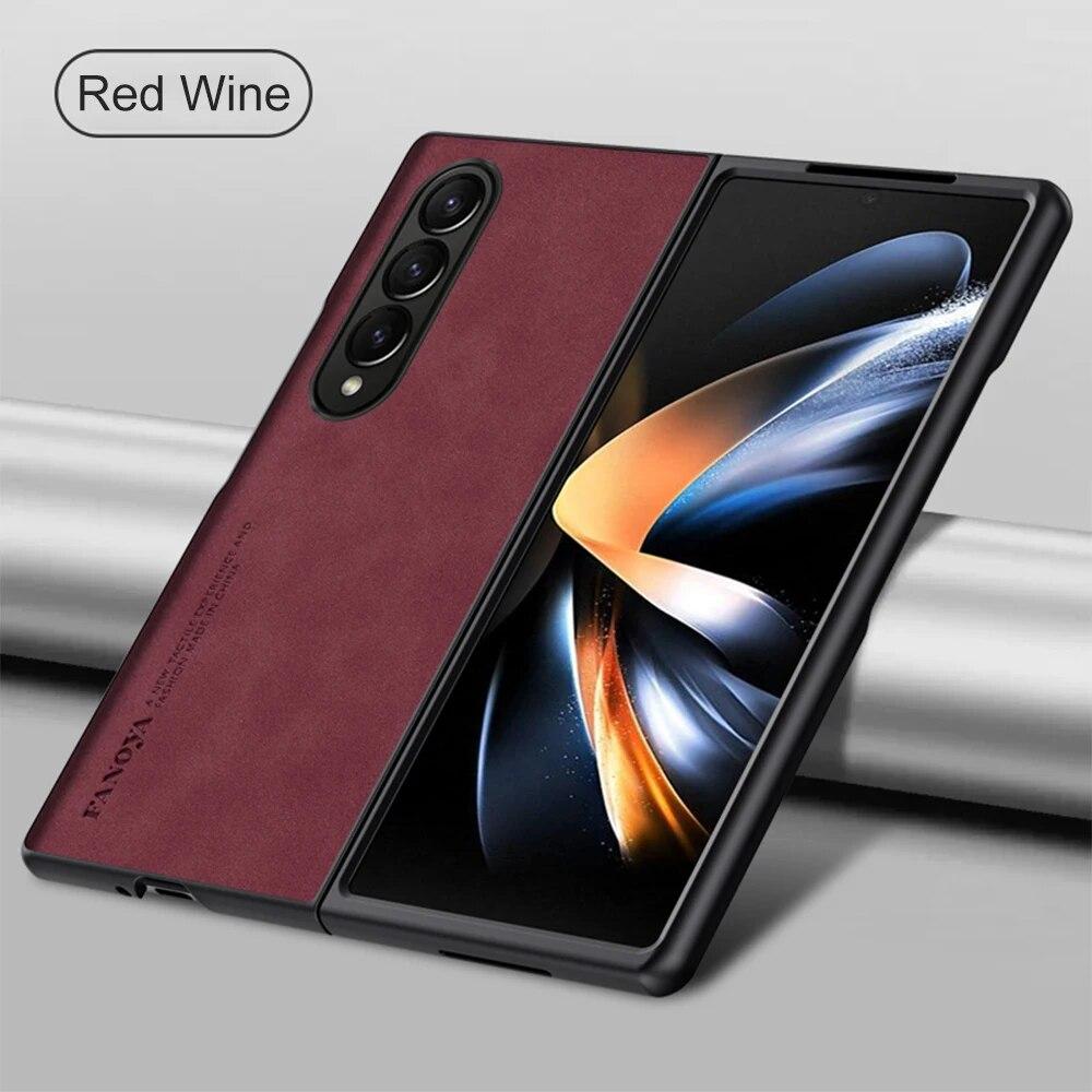 Kožené pouzdro z ovčí kůže pro Samsung Galaxy Zfold4 Zfold3 Zfold Z Fold 5 4 3 Fold5 Fold4 Fold3 5G silikonový nárazuvzdorný kryt nárazníku