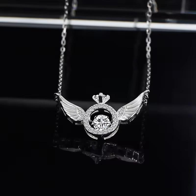 925 Sterling Silver Necklace Pendant  Wings Angel 5A Zircon for Women Wedding Jewelry Fine Accessories Fashion Party Gifts
