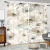 2 Stück Beige Aquarell Elegant Floral Vorhänge, Polyesterstoff, Maschinenwaschbar, Geeignet für Wohnzimmer Küche, Schlafzimmer