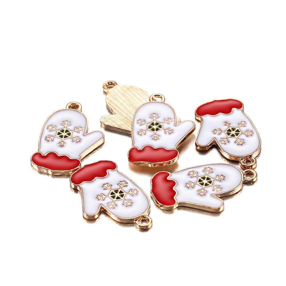 10Pcs Christmas Charms Pendants Enamel Bracelet Party Home Metal Craft Decoration Tree Hanging DIY Jewelry Making Accessories