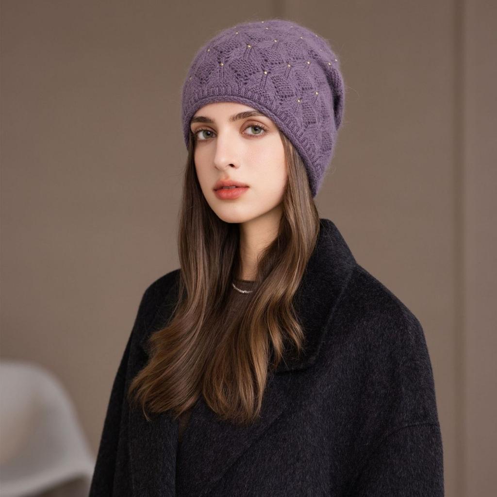 Winter Hat Women's Knitted Hat Casual Fashion Bag Head Ear Protection Hat Winter Windproof Hat