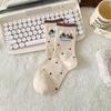 Female Spring and Autumn Spell Color Cartoon Cute Dachshund Dog Polka Dot Striped College Wind Cylinder Pile Socks