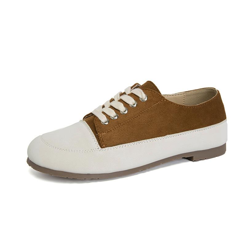 

Little white shoes women s new fashion sneakers flat bottom round head casual lace-up board shoes women s tide 40 коричневый