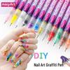 12-Color Acrylic Nail Art Graffiti Pen Set - Quick-Dry for DIY Painting, Dotting, and Outlining