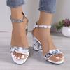 Large size new European and American round head casual flower thick-soled fish mouth thick heel comfortable sandals