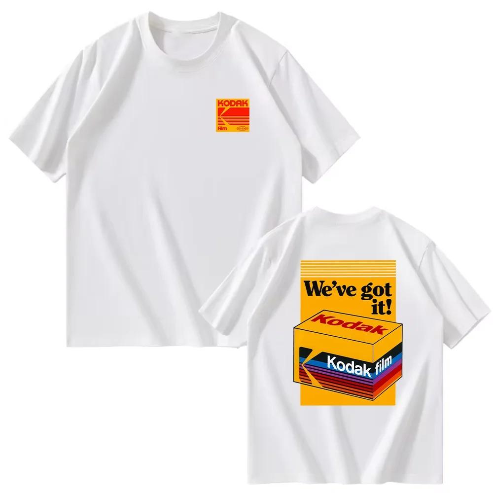 

Kodak Summer Brand Bestseller Retro Print 100% Cotton Solid Color Versatile Men T-shirt Sweat-absorbing Breathable Short Sleeve 4XL