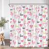 Valentine'S Day Shower Curtain Red Heart Rose Flowers Bicycle Petals Lovers Gift Fabric Home Bathroom Curtains Decor With Hooks