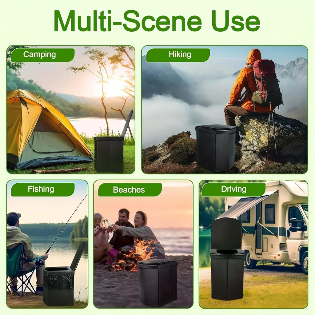 Portable Toilet For Camping, Portable Toilet For Adult, Camping Travel Folding Toilet With Lid, Easy Set Up